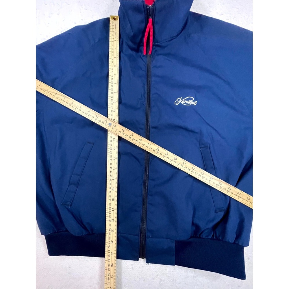 Vintage Karastan Windbreaker Jacket Mens XL Navy Blue Thermal Insulated Full Zip - Picture 5 of 11